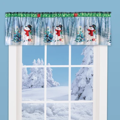 Collections Etc Festive Winter Snowman Christmas Tree Window Valance 1 Collections Etc Festive Winter Snowman Christmas Tree Window Valance