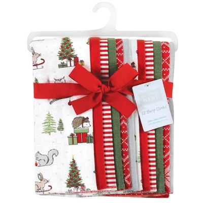Hudson Baby Unisex Baby Cotton Flannel Burp Cloths Bundle, Christmas Forest, One Size 1 Hudson Baby Unisex Baby Cotton Flannel Burp Cloths Bundle, Christmas Forest, One Size