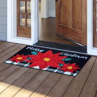 Merry Christmas Poinsettia Coir Doormat 30" X 18" Indoor Outdoor Briarwood Lane 1 Merry Christmas Poinsettia Coir Doormat 30" X 18" Indoor Outdoor Briarwood Lane