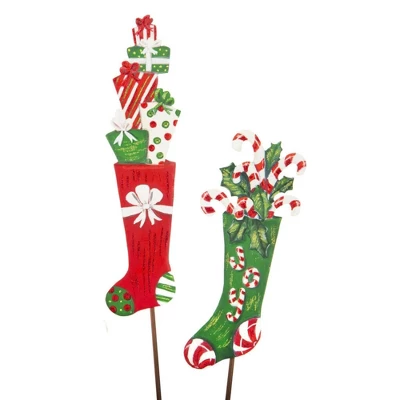 Round Top Collection Holiday Stockings Mini - 3 Yard Stake 28.25 Inches - Christmas Joy Yard Stake - C21013 - Metal - Multicolored 2 Round Top Collection Holiday Stockings Mini - 3 Yard Stake 28.25 Inches - Christmas Joy Yard Stake - C21013 - Metal - Multicolored - Image 2