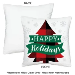 Big Dot Of Happiness Holiday Plaid Trees - Buffalo Plaid Christmas Party Home Decorative Canvas Cushion Case - Throw Pillow Cover - 16 X 16 Inches -Christmas Decorations GUEST e9443872 7892 4862 a214 270fdcf8e6c8