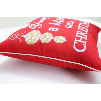 19"x19" Merry Little Christmas Square Throw Pillow Cover Red - Pillow Perfect 2 19"x19" Merry Little Christmas Square Throw Pillow Cover Red - Pillow Perfect - Image 2