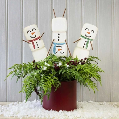 Christmas Marshmallow Snowmen Set/3 Stake - Three Yard Decorations 29 Inches - Ourdioor Indoor - C22026 - Metal - White 4 Christmas Marshmallow Snowmen Set/3 Stake - Three Yard Decorations 29 Inches - Ourdioor Indoor - C22026 - Metal - White - Image 4