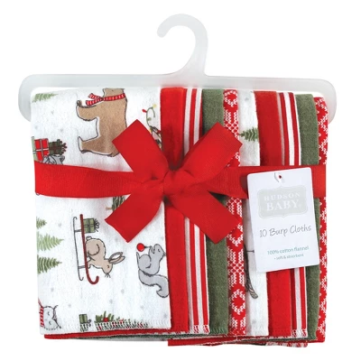Hudson Baby Unisex Baby Cotton Flannel Burp Cloths, Christmas Forest, One Size 1 Hudson Baby Unisex Baby Cotton Flannel Burp Cloths, Christmas Forest, One Size