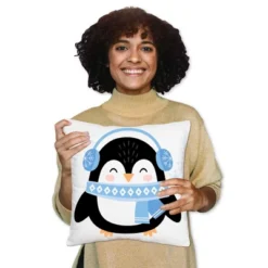 Big Dot Of Happiness Winter Penguins - Holiday And Christmas Party Home Decorative Canvas Cushion Case - Throw Pillow Cover - 16 X 16 Inches -Christmas Decorations GUEST f1d42c93 8b6f 4787 8669 4cc0f9958e15