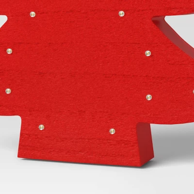 12" Battery Operated Lit Wood Christmas Tree Figurine - Wondershop™ Red 3 12" Battery Operated Lit Wood Christmas Tree Figurine - Wondershop™ Red - Image 3