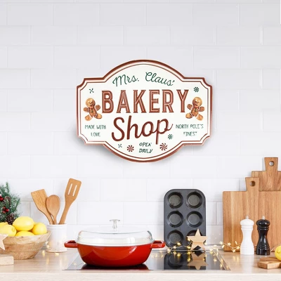 Northlight 18" Mrs. Claus' Bakery Shop Metal Christmas Wall Sign 2 Northlight 18" Mrs. Claus' Bakery Shop Metal Christmas Wall Sign - Image 2