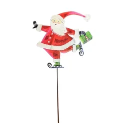 Christmas Gallery Skating Santa Stake - One Yard Decoration 29.25 Inches - Holiday Yard Decor - C22086 - Metal - Red