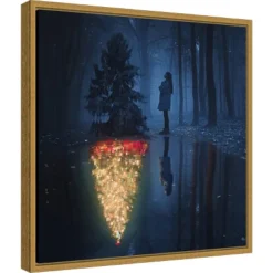 Christmas Decorations 17 16" X 16" The Hope Of Christmas Tree By Terry F Framed Canvas Wall Art - Amanti Art