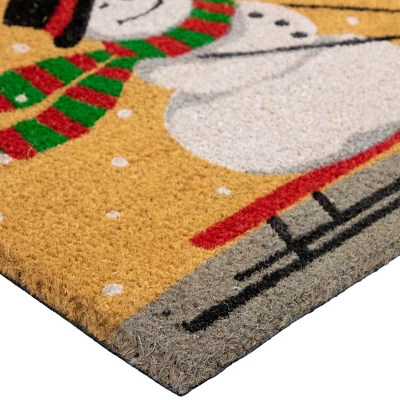 Northlight Brown And White Snowman Let It Snow Rectangular Coir Christmas Doormat 18" X 30" 4 Northlight Brown And White Snowman Let It Snow Rectangular Coir Christmas Doormat 18" X 30" - Image 4