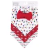 Hudson Baby Infant Girl Cotton Bib And Headband Set 5pk, Christmas Lights, One Size