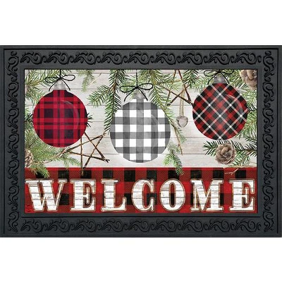 Briarwood Lane Patterned Ornaments Christmas Doormat Welcome Chec 1 Briarwood Lane Patterned Ornaments Christmas Doormat Welcome Chec