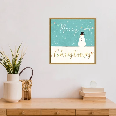 16" X 16" Merry Christmas Snowman By Veronique Charron Framed Canvas Wall Art - Amanti Art 5 16" X 16" Merry Christmas Snowman By Veronique Charron Framed Canvas Wall Art - Amanti Art - Image 5