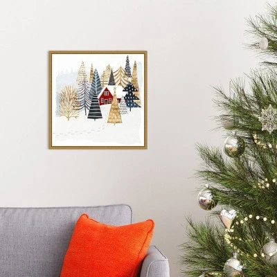 16" X 16" Christmas Chalet I Tree By Victoria Borges Framed Canvas Wall Art - Amanti Art 4 16" X 16" Christmas Chalet I Tree By Victoria Borges Framed Canvas Wall Art - Amanti Art - Image 4